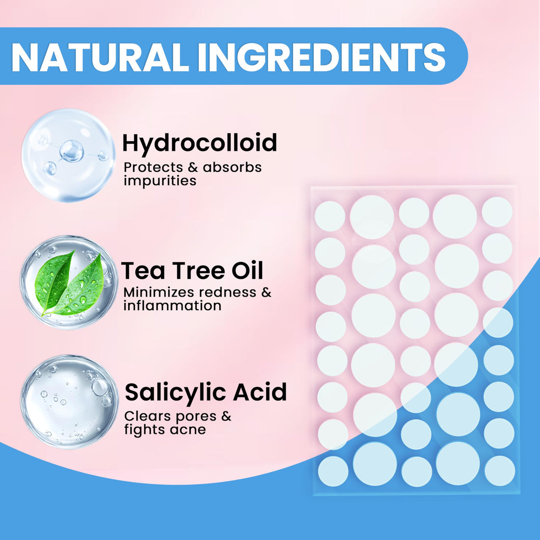 OHaai Invisible Hydrocolloid Pimple Patches for Face – Triple Action Acne Protection, Makeup Cover, 6X Advanced Absorption Technology, Waterproof & Sweatproof, Travel-Friendly (2 Sizes, 72 Count)