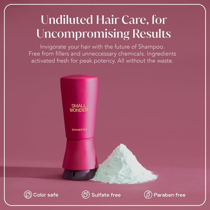 SMALL WONDER Signature Shampoo – 2.5 oz (50-80 Washes) – Sulfate-Free, Paraben-Free, Color-Safe – First-of-a-Kind Powder-to-Creamy-Lather Formula – For Shinier, Smoother Hair