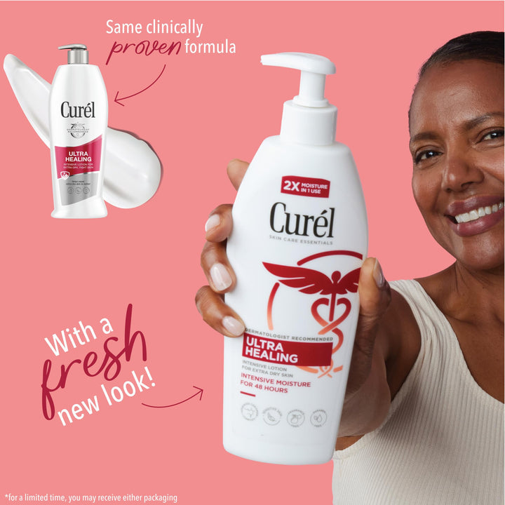 Curel Ultra Healing Intensive Fragrance-Free Lotion For Extra-Dry Skin, Dermatologist Recommended, Ideal for Sensitive Skin, Cruelty Free, Paraben Free, 20 Oz