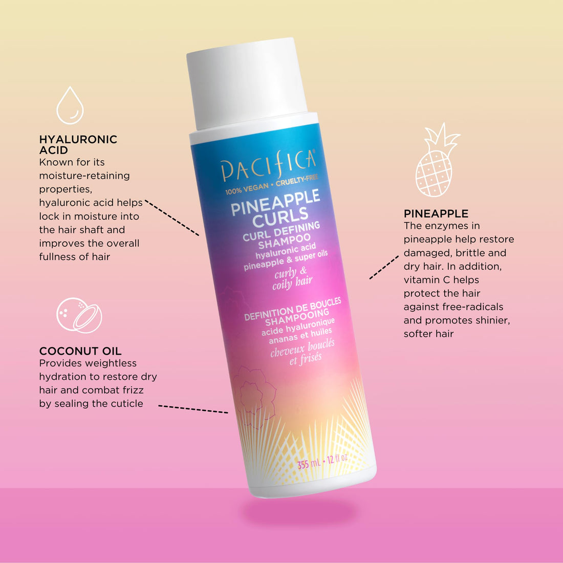 PACIFICA Curls Defining Shampoo, Pineapple 12 Fl Oz