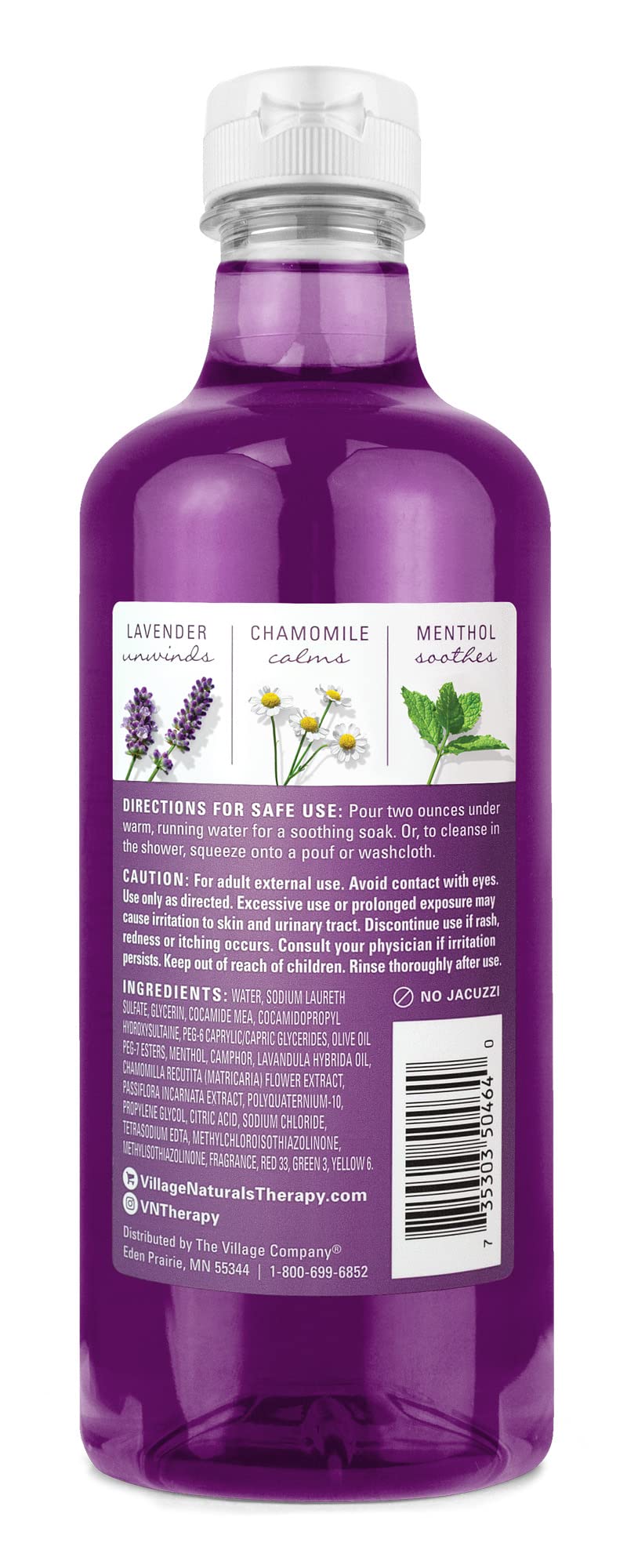 Village Naturals Aches and Pains Nighttime Relief Foaming Bath Oil and Body Wash 16 oz. 2 pack