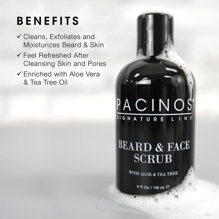 Pacinos Shave System Aloe & Tea Tree Beard & Face Scrub 4 oz