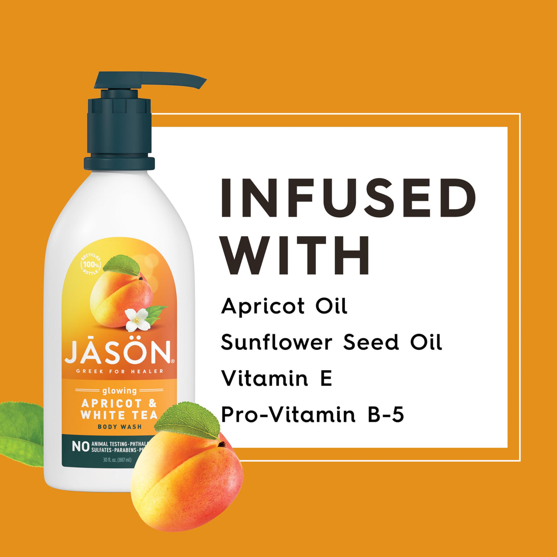 JASON NATURAL PRODUCTS BODY WASH,APRICOT SATIN, 30 FZ