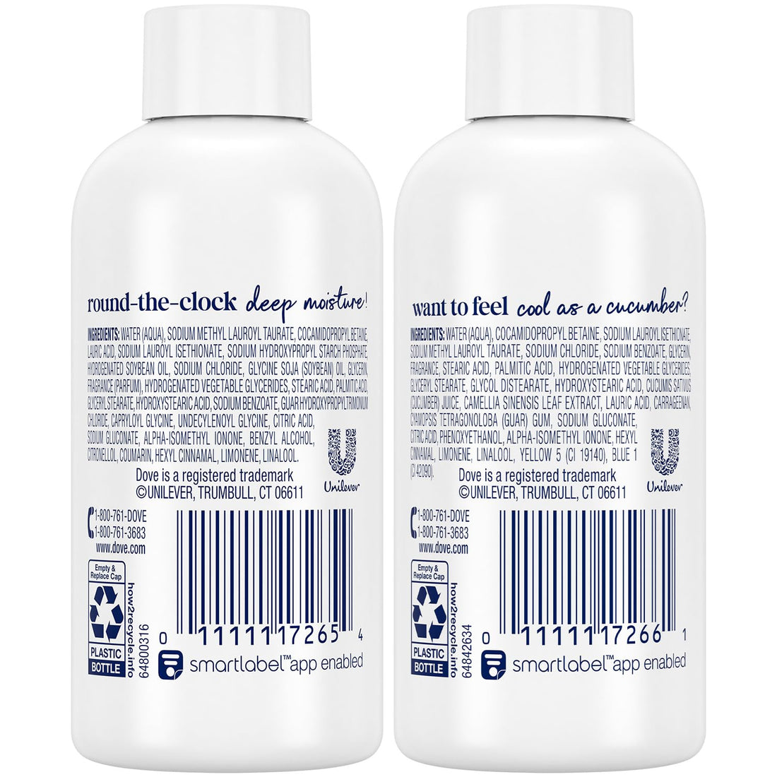 Dove Body Wash Travel Size Variety 6-Pack – Refresh Cucumber & Green Tea + Deep Moisture, 24H Renewing Moisture for Soft Skin, 3 Oz Ea