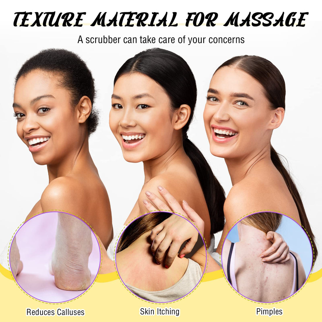 Set of 5 Exfoliating Body Scrubber Back Scrubber for Shower Exfoliating Washcloth with Handles Body Scrub Towel Pull Strap Shower Scrubber for Body Cleans Skin Massages for Women Men