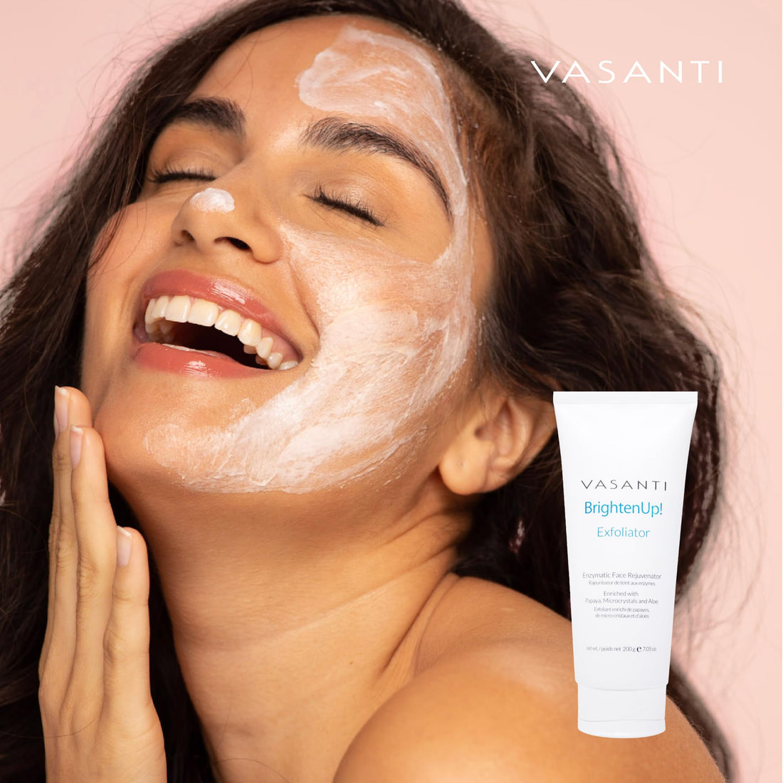 VASANTI Brighten Up! Enzymatic Face Rejuvenator (20g) - Gentle Scrub Brightens Exfoliates Cleanses Skin Paraben-Free Vegan Friendly Skincare