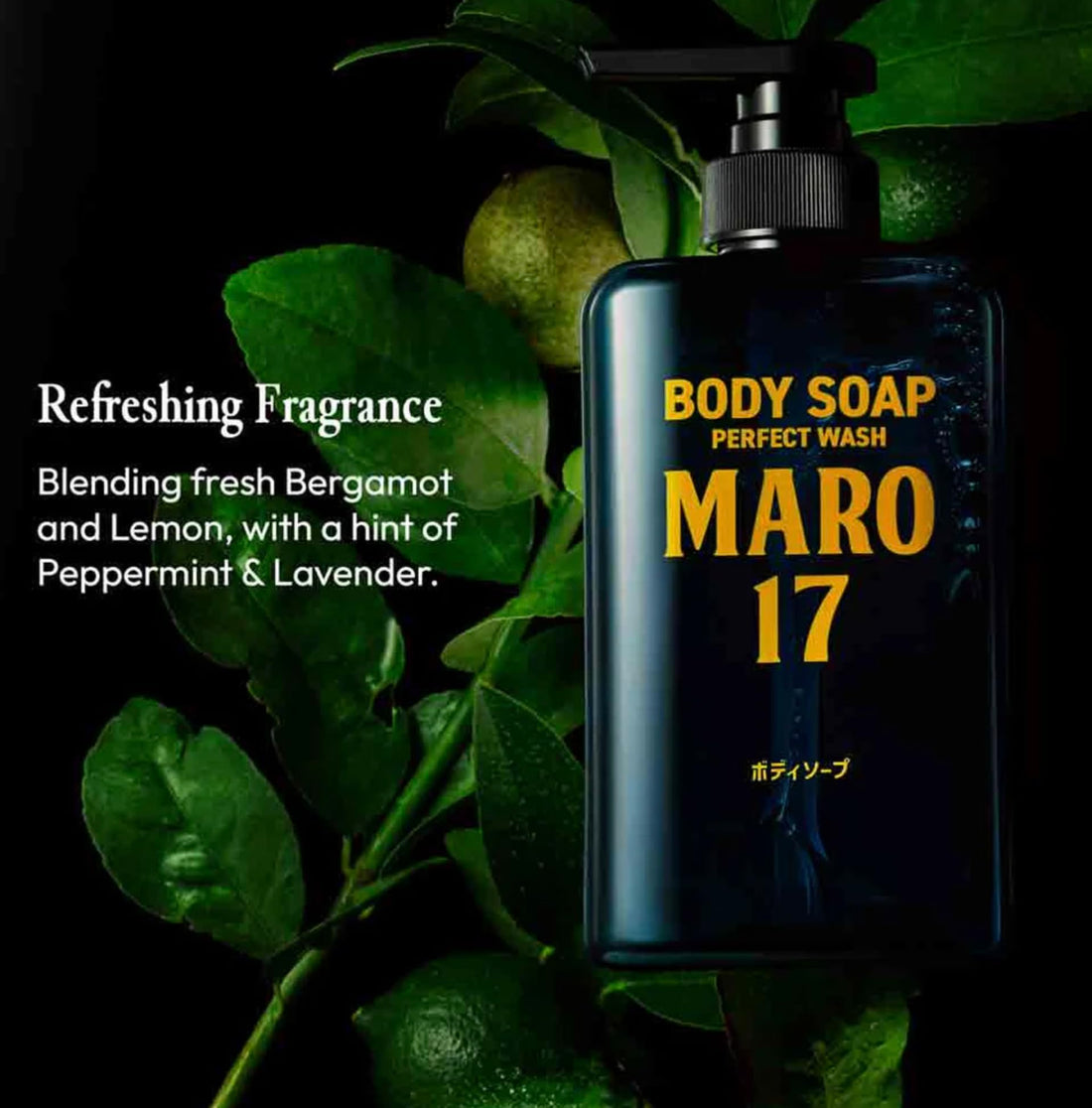 MARO17 MARO17 Body Soap Perfect Wash - Mens Body Wash - Luxurious, Moisturizing Shower Gel - Sulfate Free + Hyaluronic Acid & Collagen for Hydrating Deep Cleanse - Bergamot Fragrance - Gifts for Men