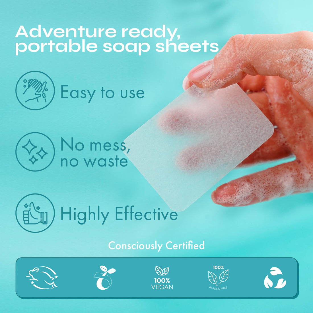 FOMIN - Antibacterial Paper Soap Sheets for Hand Washing - (100 Sheets) Lavender Portable Travel Soap Sheets, Dissolvable Camping Mini Soap, Portable Hand Soap sheet