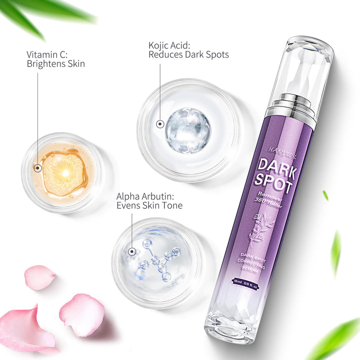 HANYWIL Dark Spot Remover for Face and Body, Dark Spot Corrector Serum, Age Spot Sun Spot Freckles Brown Spot Remover, Melasma Treatment for Face, Skin Care Face Serum with Roller (0.5 Fl Oz)
