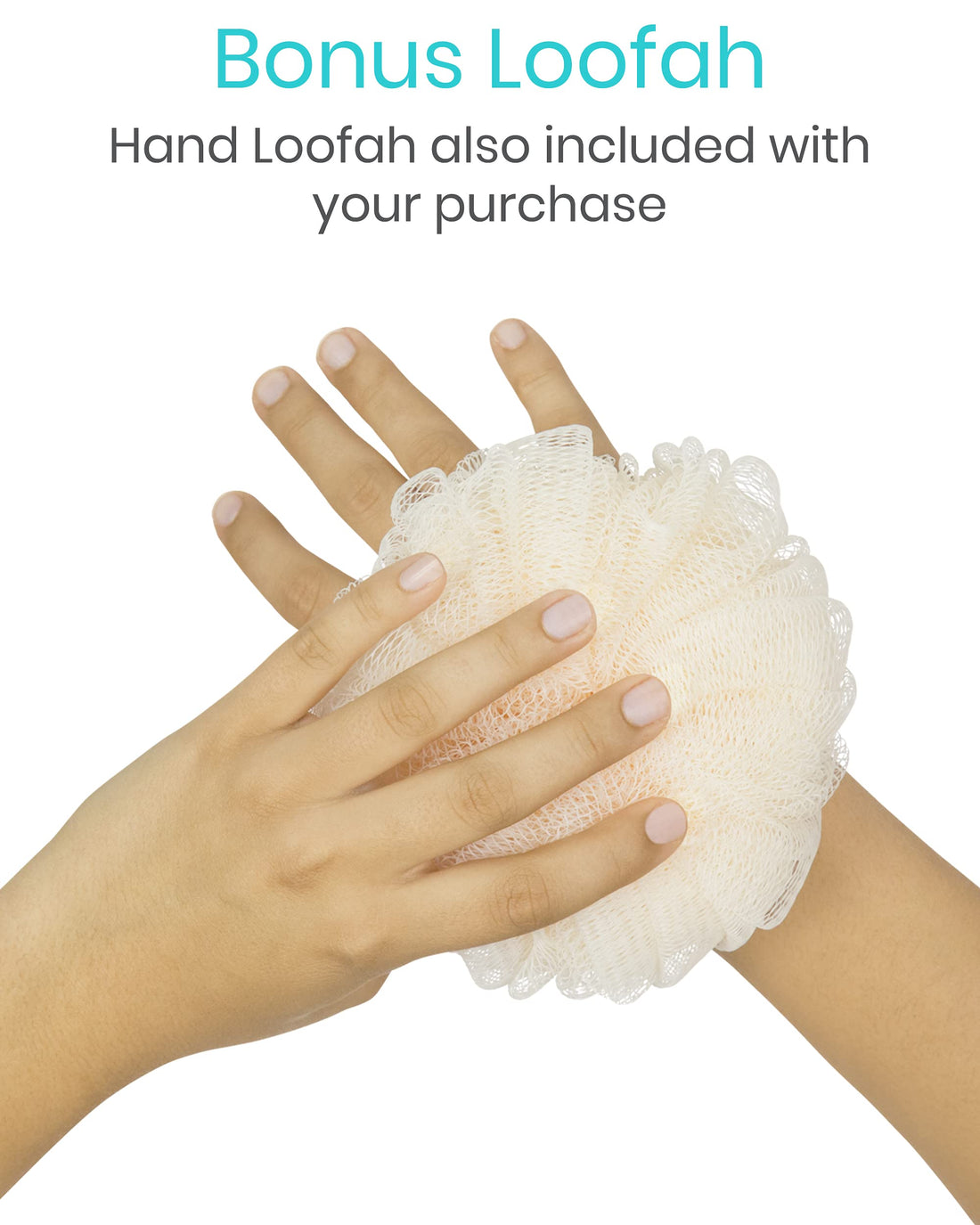 Vive Loofah Back Scrubber |Long Handled Exfoliating Bath & Shower Body Brush Luffa Sponge On A Stick W/ String For Hook | Men & Women