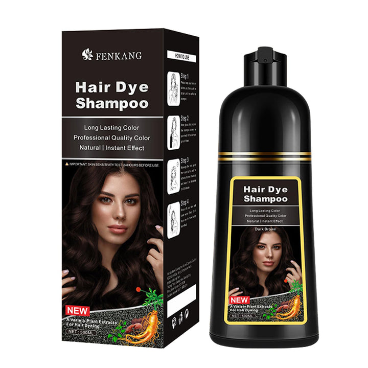COSMPURLUXE Dark Brown Hair Dye Shampoo 3 in 1 Color for Grey Coverage Seimi Permanent Instant Mujer for Women/Men - Herbal Ingredients Natural Plant