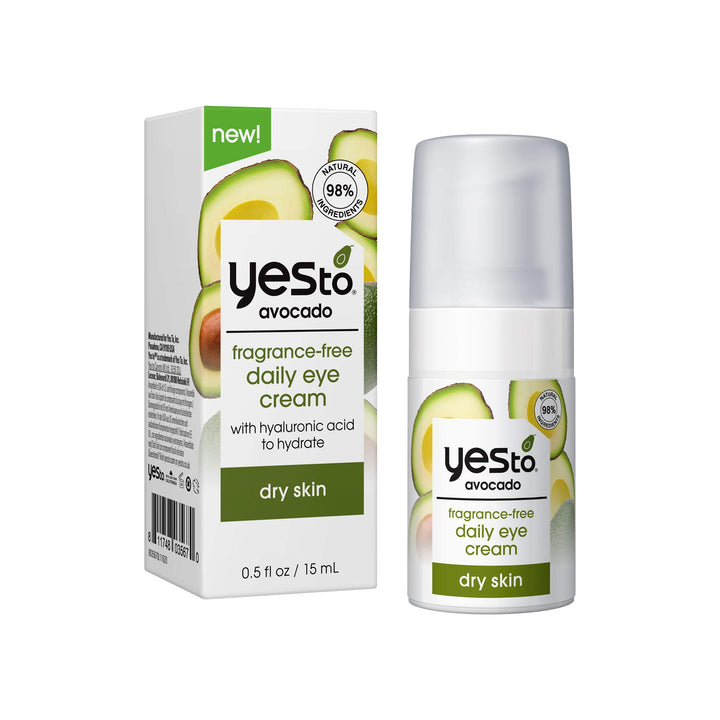 Yes To Avocado Fragrance Free Daily Eye Cream, 0.5 Fl Oz + Dry Skin + Moisturize and Nourish Skin + Avocado Oil and Hyaluronic Acid + 99% Natural Ingredients