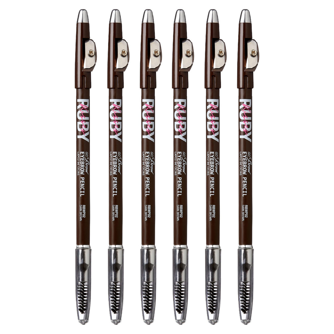 Kiss Go Brow Eyebrow Wooden Pencil Dark Brown (6 Pieces)