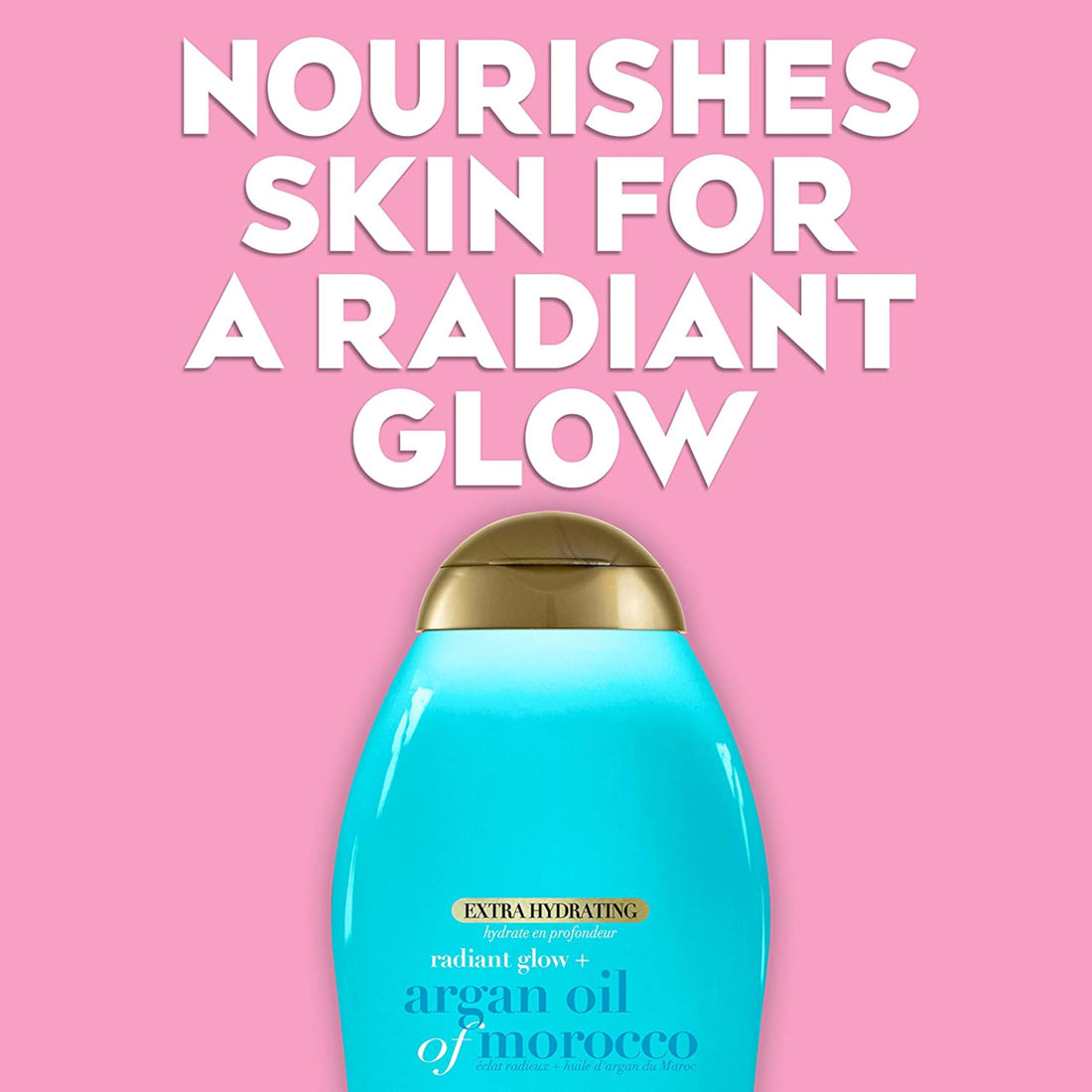 OGX Radiant Glow + Argan Oil of Morocco Extra Hydrating Body Wash for Dry Skin, Moisturizing Gel Body Cleanser for Silky Soft Skin, Paraben-Free, Sulfate-Free Surfactants, 19.5 Fl Oz