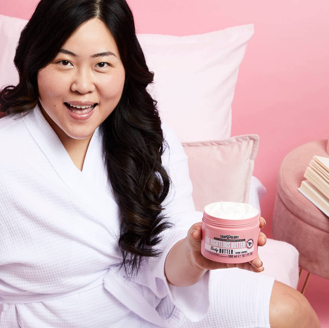 Soap & Glory The Righteous Butter Moisturizing Body Butter - Skin Hydration Body Moisturizer with Vitamin E, Rosehip Seed Oil & Shea Butter - Rich Body Cream for Soft & Smooth Skin (50ml)