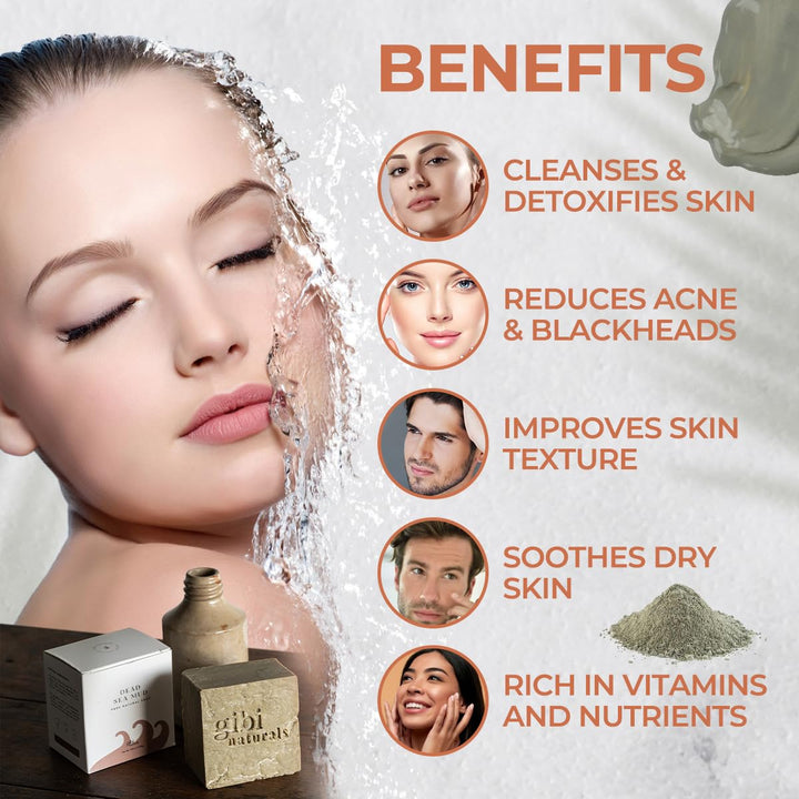 GIBI Dead Sea Mud Soap - 7.06 Oz Moisturizing Dead Sea Salt Soap - Cleanses, Exfoliates & Purifies Skin - Pure Natural Dead Sea Soap for All Skin Types