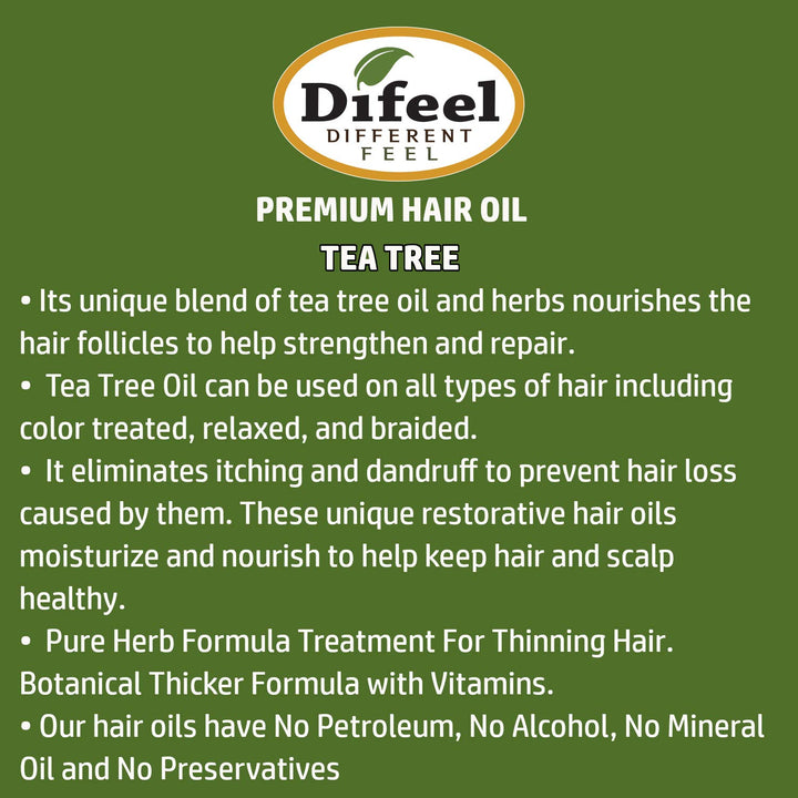 Difeel Premium Natural Hair Oil - Tea Tree Oil for Dry Scalp 2.5 Ounce