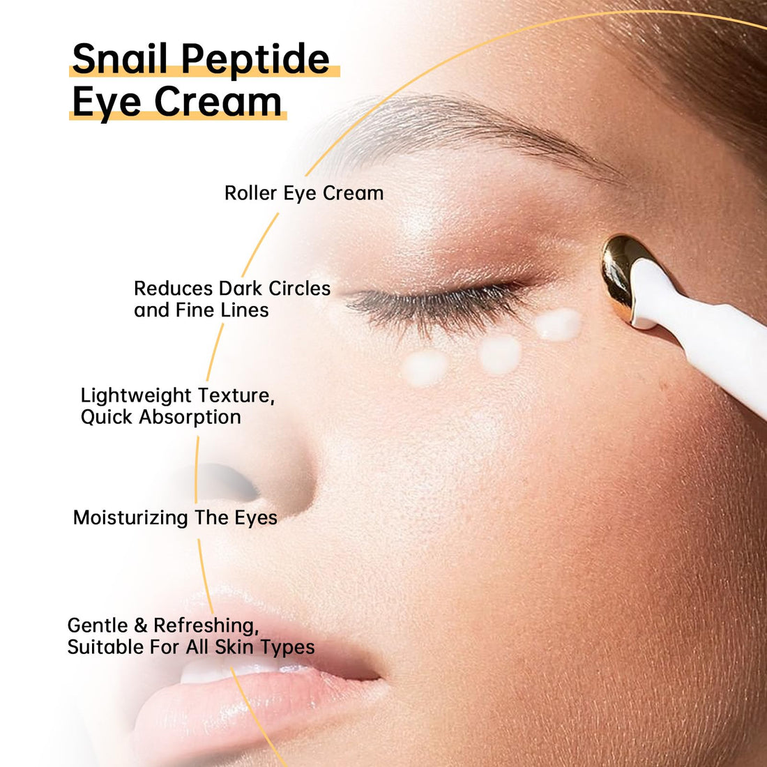 MIZEEYE Snail Peptide Eye Cream For Moisturizing, 17 ML Snail Mucin Under Eye Cream With Niacinamide, Hyaluronic Acid For Dark Circles, Puffiness and Fine Lines.