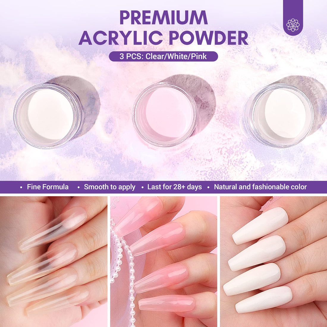 SAVILAND Acrylic Nail Kit with Drill: Professional Nails Kit Acrylic Set for Beginners with Everything White Pink Clear Acrylic Powder and Liquid Set Brushes 100 Forms Manicure Tools Home Salon DIY