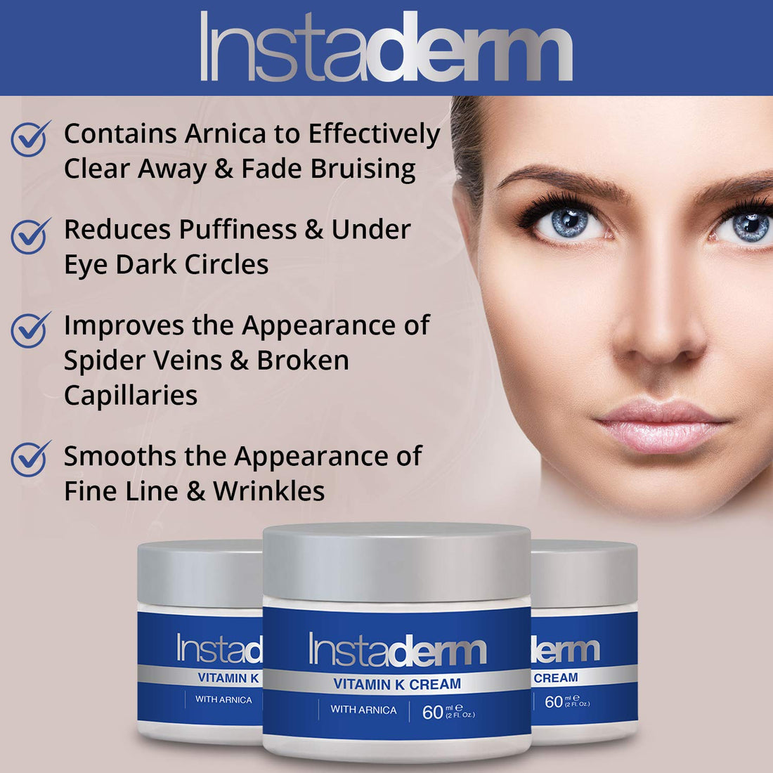 Vitamin K Cream- Bruise Healing Formula with Arnica. Dark Spot Moisturizer for Bruising, Spider Veins & Broken Capillaries. Repair Under Eye Dark Circles, Fine Lines, Puffiness, Wrinkles.