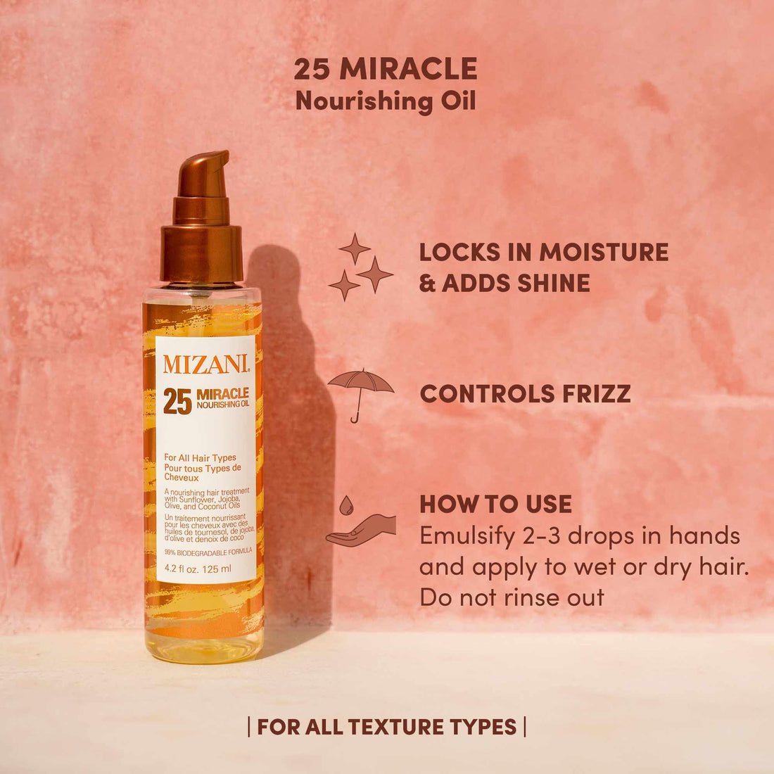 MIZANI 25 Miracle Nourishing Hair Oil, 4.1 fl. oz.