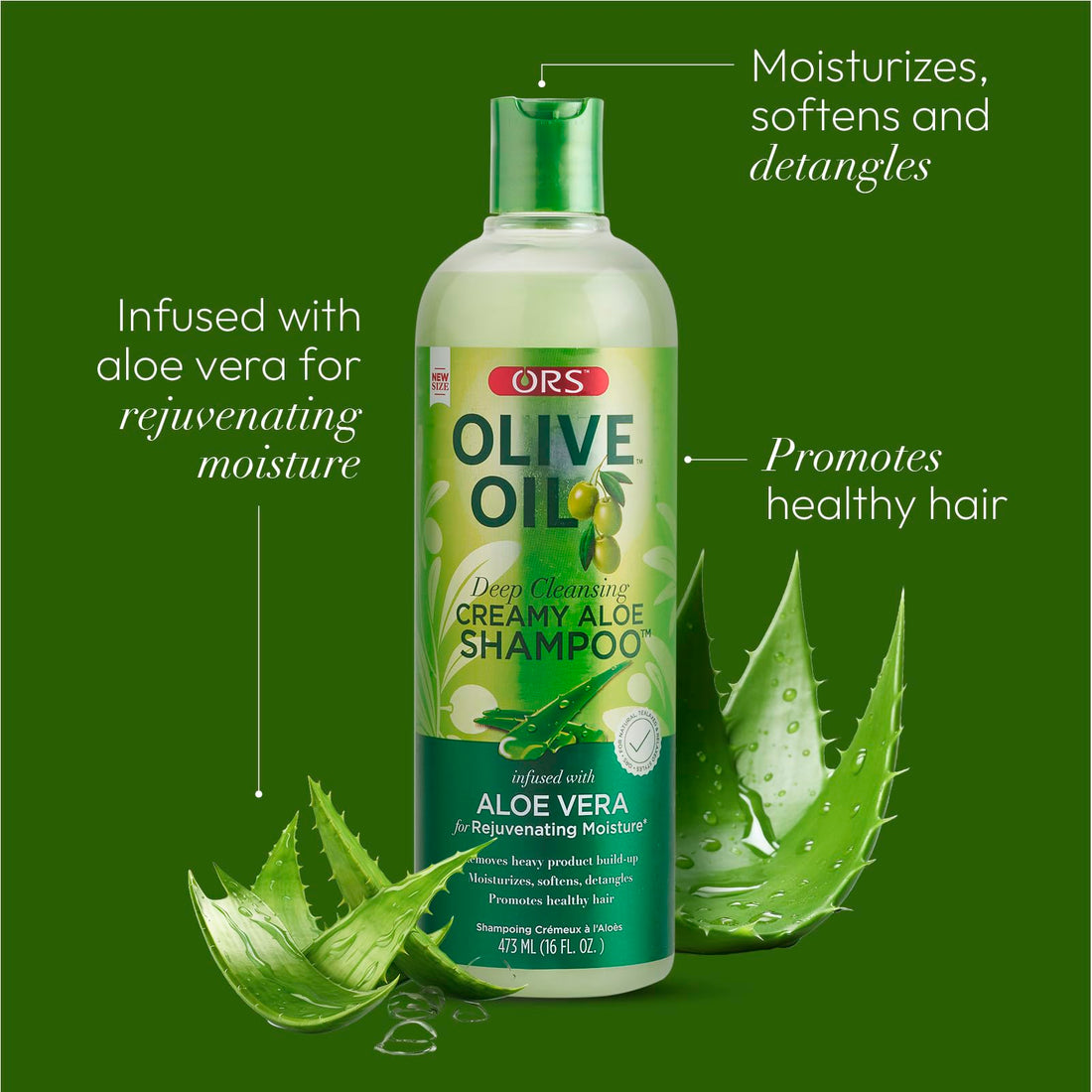 ORS Olive Oil Deep Cleansing Creamy Aloe Shampoo infused with Aloe Vera for Rejuvenating Moisture 16 Ounces