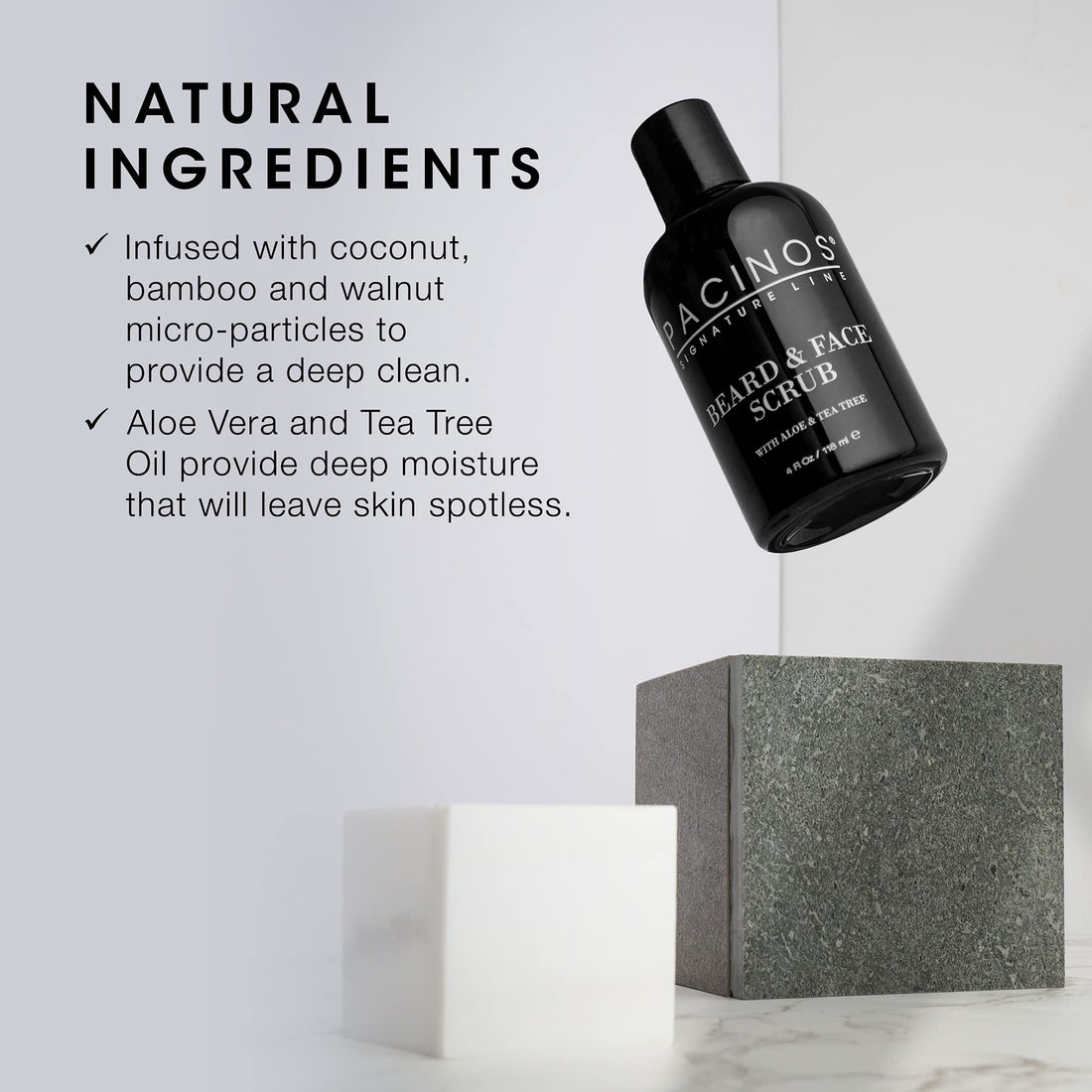 Pacinos Shave System Aloe & Tea Tree Beard & Face Scrub 4 oz