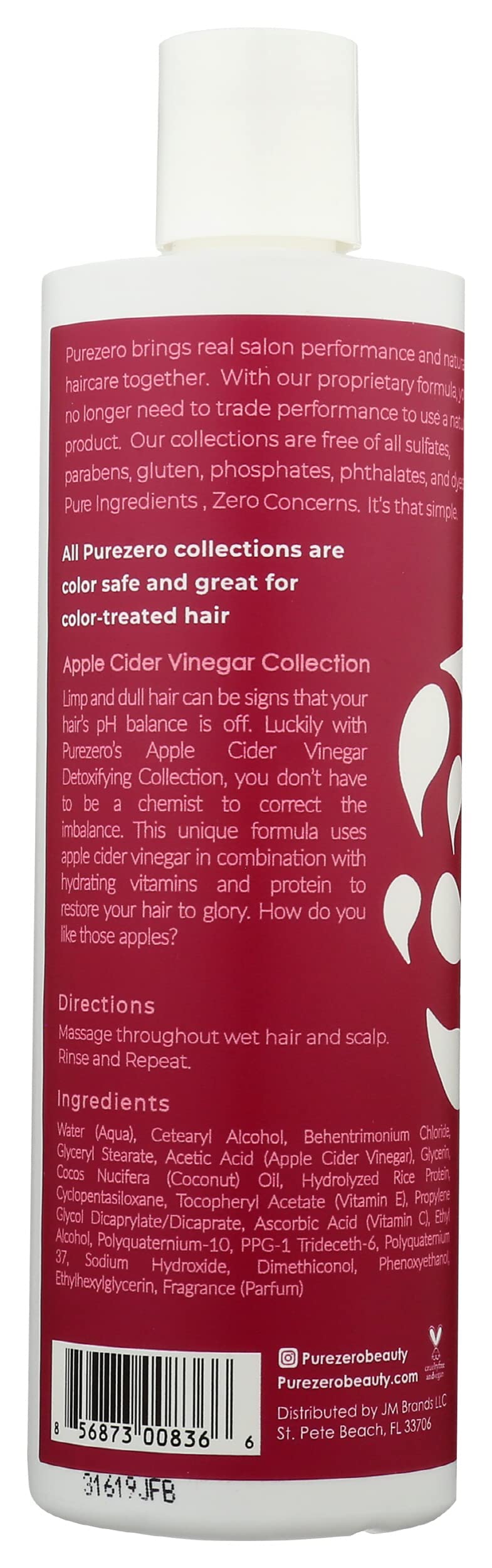 PUREZERO Apple Cider Vinegar Detoxifying Conditioner, 12 FZ