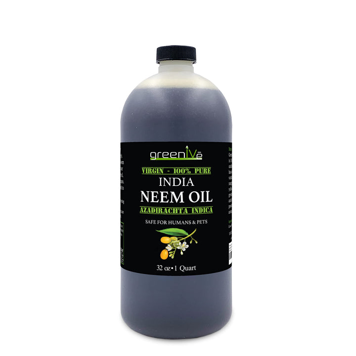 Greenive - Neem Oil - 100% Organically Grown Neem Oil - Cold Pressed Virgin Neem Oil - Exclusively on Amazon (32 Ounce)