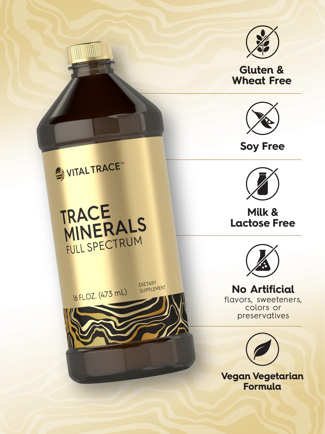 Carlyle Trace Minerals | 16 fl oz | Full Spectrum Minerals Supplement | Vegetarian, Non-GMO and Gluten Free Liquid | by Vital Trace