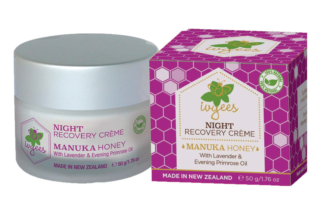 Ivyees Night Recovery Crème 1.76 Oz With Manuka Honey and Lavender To Hydrate and Rejuvenate Skin while your Rest, Paraben and Mineral Oil Free