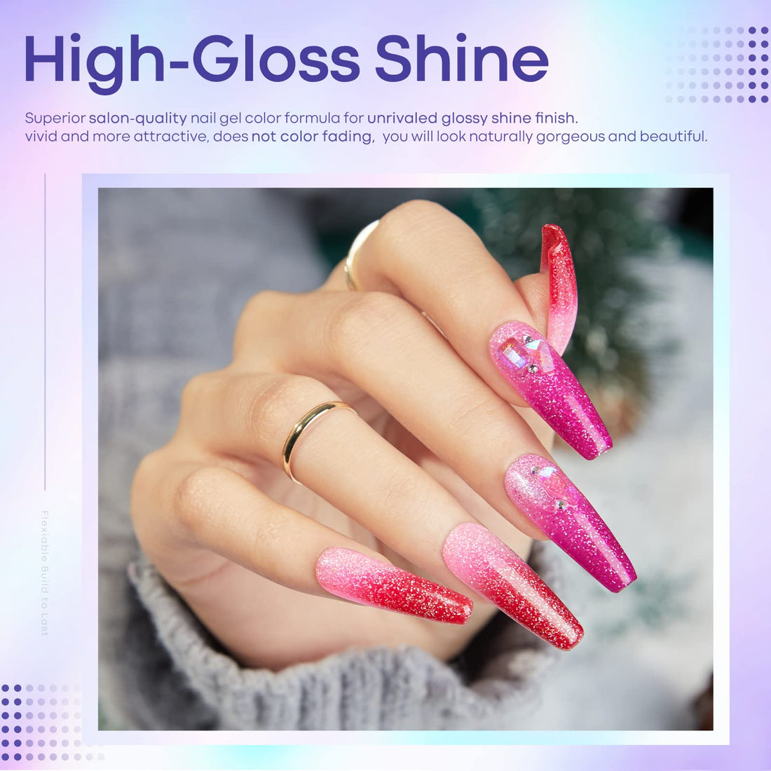 Modelones Mood Gel Nail Polish Set - 6 Colors Collection Temperature Color Changing Gel Glitter Nail Varnish Soak Off UV LED Manicure 0.33 OZ
