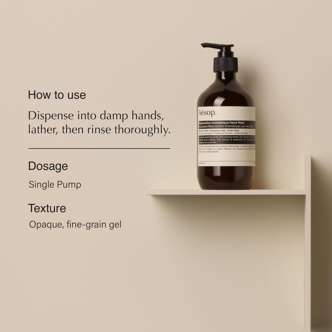 Aesop Resurrection Aromatique Hand Wash | Gentle Cleanser with Orange, Rosemary and Lavender Oils | 500mL / 16.9 oz