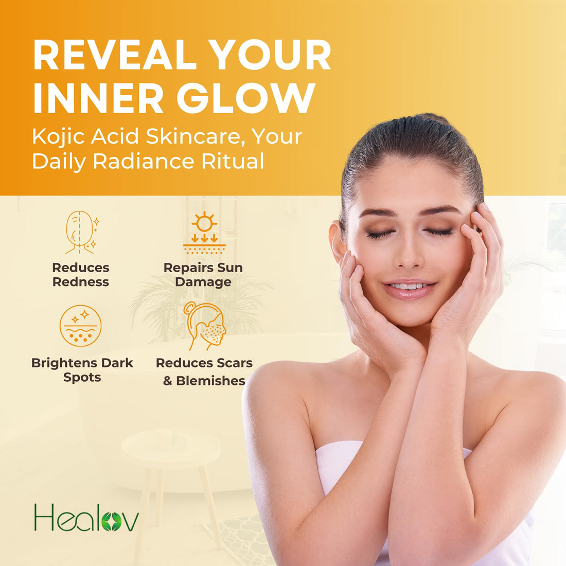 Kojic Acid Skincare Set – Kojic Soap Cleanser, Exfoliating Body Scrub, Face Cream & Brightening Facial Serum – Skin Brightening Hyperpigmentation Treatment, Dark Spot Corrector – with Turmeric Papaya