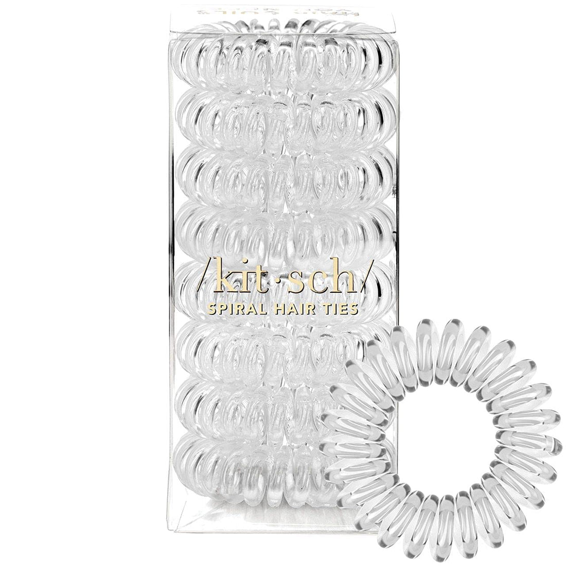 Kitsch Spiral Hair Ties, Coil Hair Ties, Phone Cord Hair Ties, Hair Coils - 8pcs, Transparent