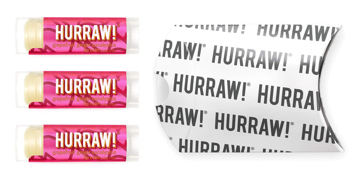 Hurraw! Grapefruit, Ginger, Eucalyptus (Kapha) Lip Balm, 3 Pack: Organic, Certified Vegan, Cruelty and Gluten Free. Non-GMO, 100% Natural Ingredients. Bee, Shea, Soy and Palm Free. Made in USA
