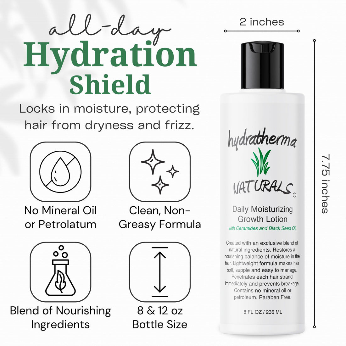 Hydratherma Naturals Daily Moisturizing Growth Lotion, 12.0 fl. oz.