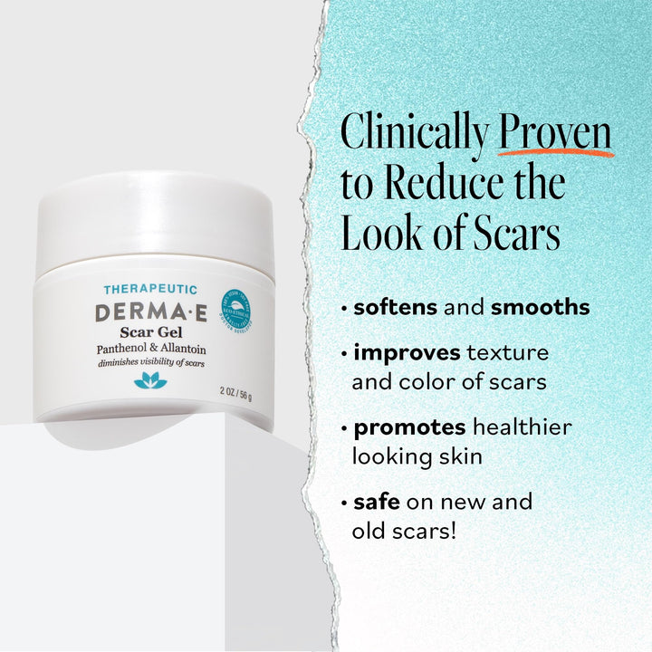 Derma E Scar Gel with Panthenol & Allantoin - Hydrating Scar Remover Gel for Acne Scars, Burns & Stretch Marks