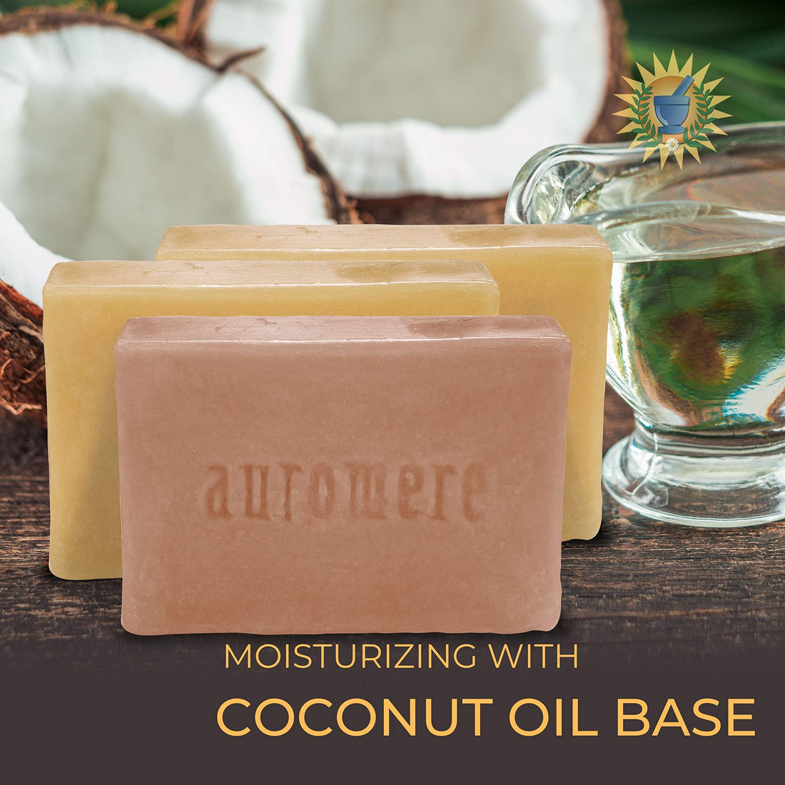 Auromere Ayurvedic Soap Variety Pack - 3 x 2.75oz Natural Soap Bars - Handmade Vegan Soap with Ayurvedic Herbs & Organic Neem