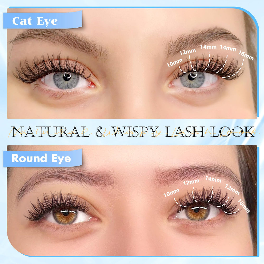 PHKERATA Natural Lash Clusters Wispy Eyelash Clusters 110 pcs Cluster Eyelash Extensions C Curvature Individual Lashes 10-16 mm Mix Length Natural Look Lashes Clusters with Thin Lash Band