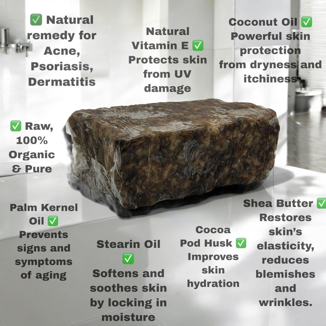 Pachamama Essentials Natural African Black Soap, Pure & Natural Ingredients, Imported From Ghana - 1 lb (16 oz)