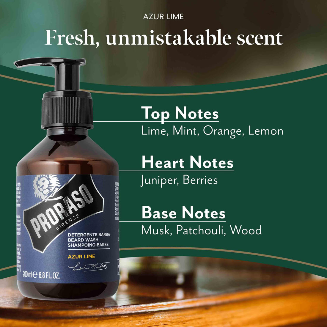 Proraso Single Blade Beard Wash, Azur Lime, 6.8 fl. oz