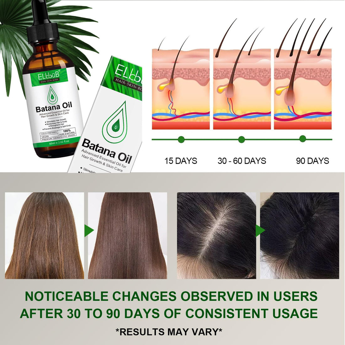 ReliCo Batana Oil for Hair Growth Dr Sebi Organic - 100% Raw Batana Oil from Honduras, Pure Natural for Thickness, Hair Loss Treatments for Black Women Men, 2.02 fl.oz