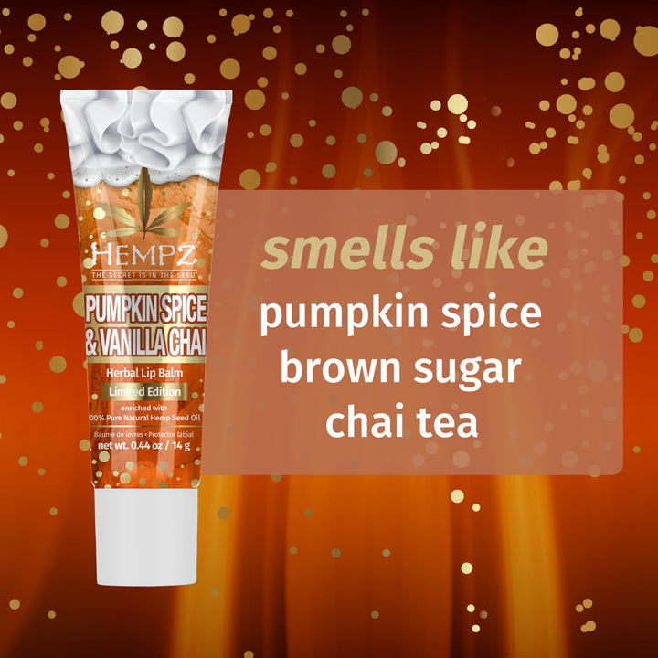 Hempz Limited Edition Pumpkin Spice & Vanilla Chai Herbal Lip Balm .44 oz