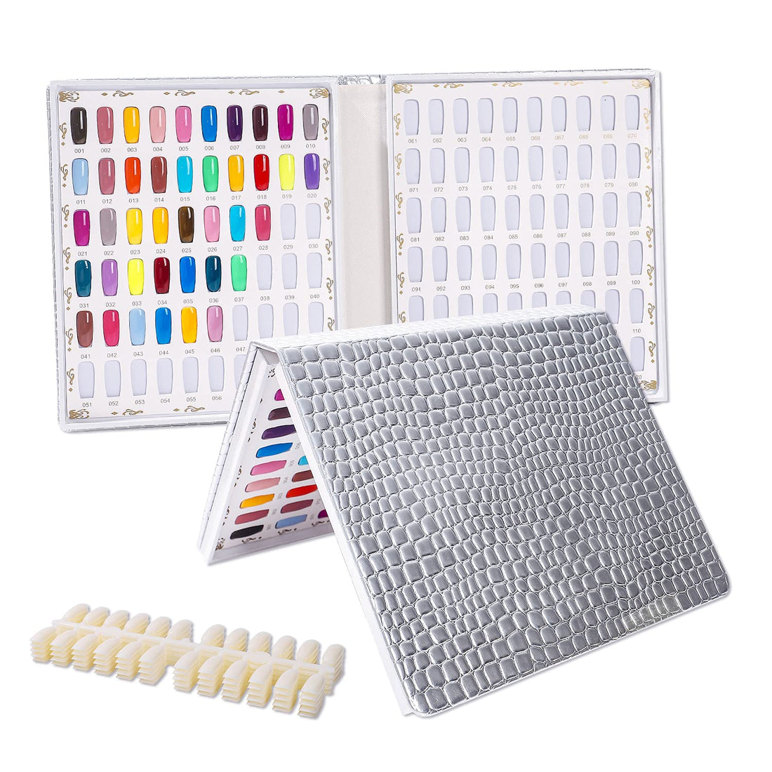 Silver: Nmkl38 120 Nail Color Chart Display Book For Nail Polish Uv Gel Color Cards Nail Salon Tool With False Nail Tips (Silver)