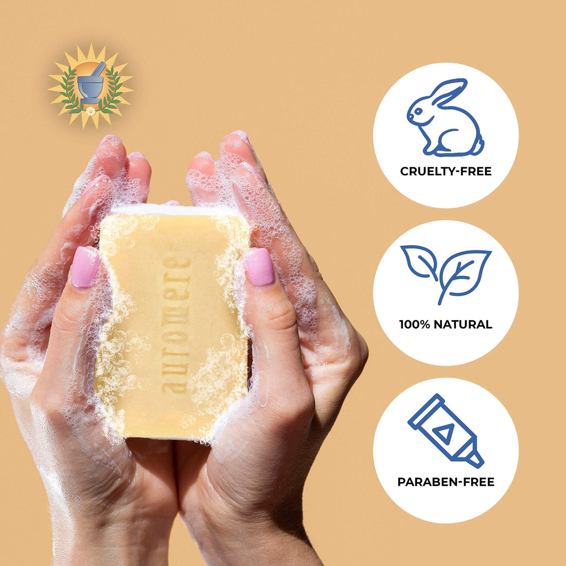 Auromere Ayurvedic Soap Variety Pack - 3 x 2.75oz Natural Soap Bars - Handmade Vegan Soap with Ayurvedic Herbs & Organic Neem