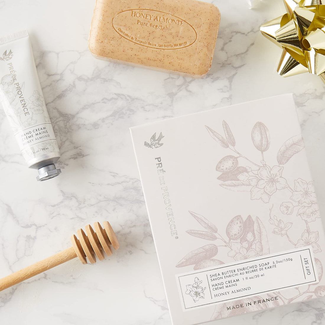 Pre de Provence Gift Set Collection 150 Gram Soap Bar & 1 fl oz Hand Cream, Honey Almond