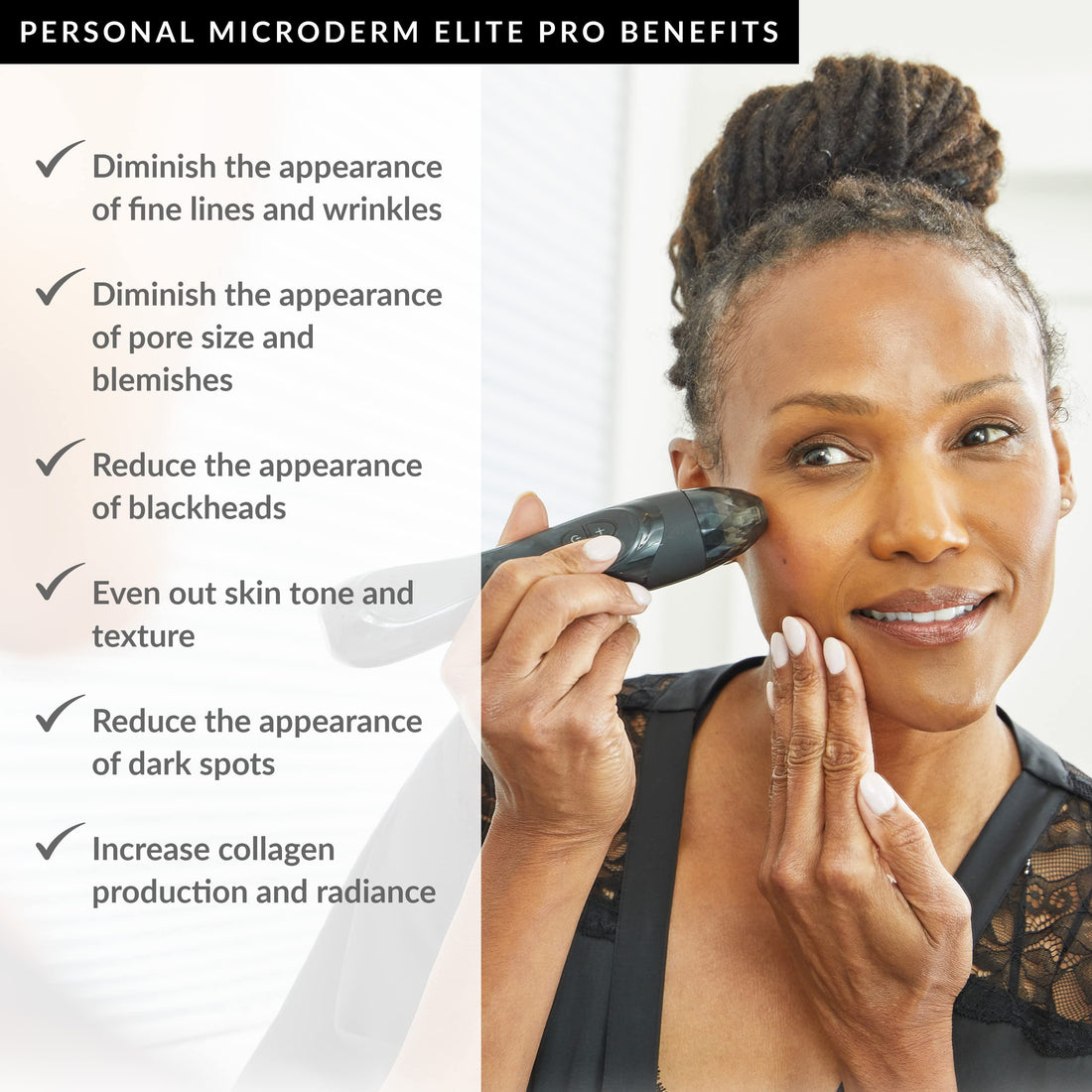 PMD Personal Microderm Elite Pro - Revolutionary At-Home Microdermabrasion Device - Black