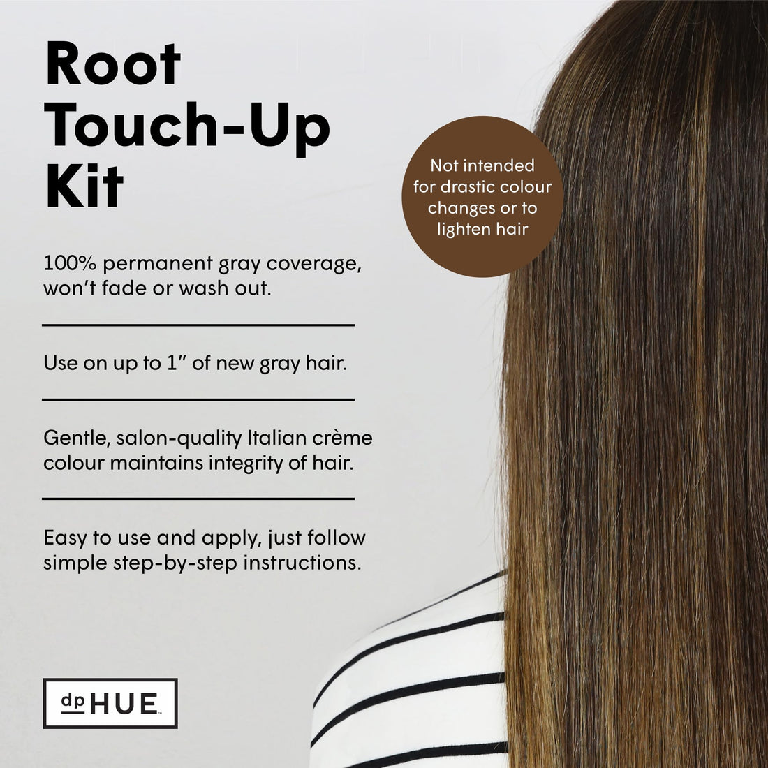 dpHUE Root Touch-Up Kit - Light Brown, 2 Applications - Permanent Grey Hair Touch Up & Root Cover Up Solution - Low Ammonia, Salon-Quality Creme Hair Color Made in Italy