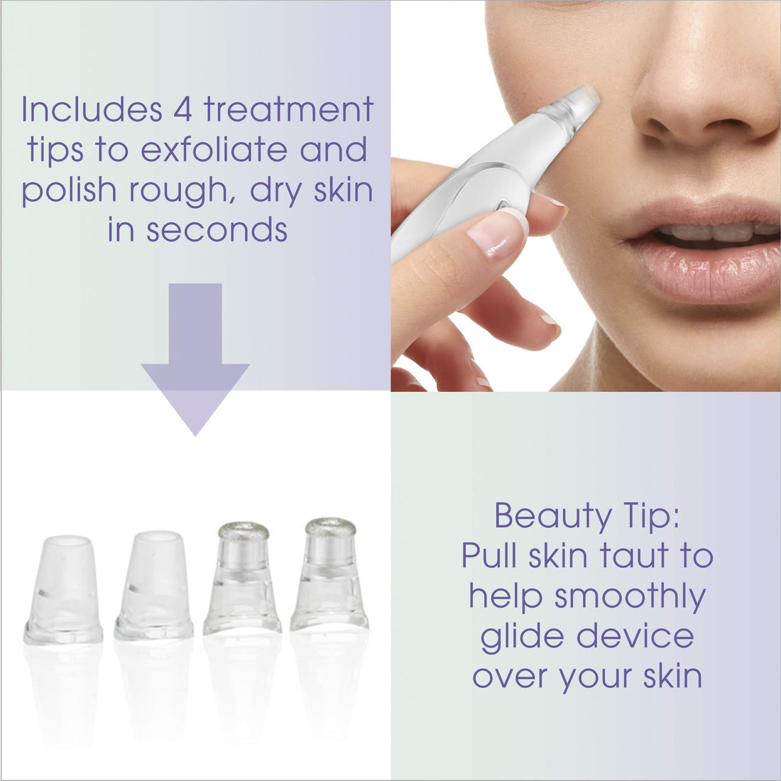 Conair True Glow Microdermabrasion Rechargeable Beauty Tool, Includes 4 Attachments for Exfoliation + Pore Extraction, White